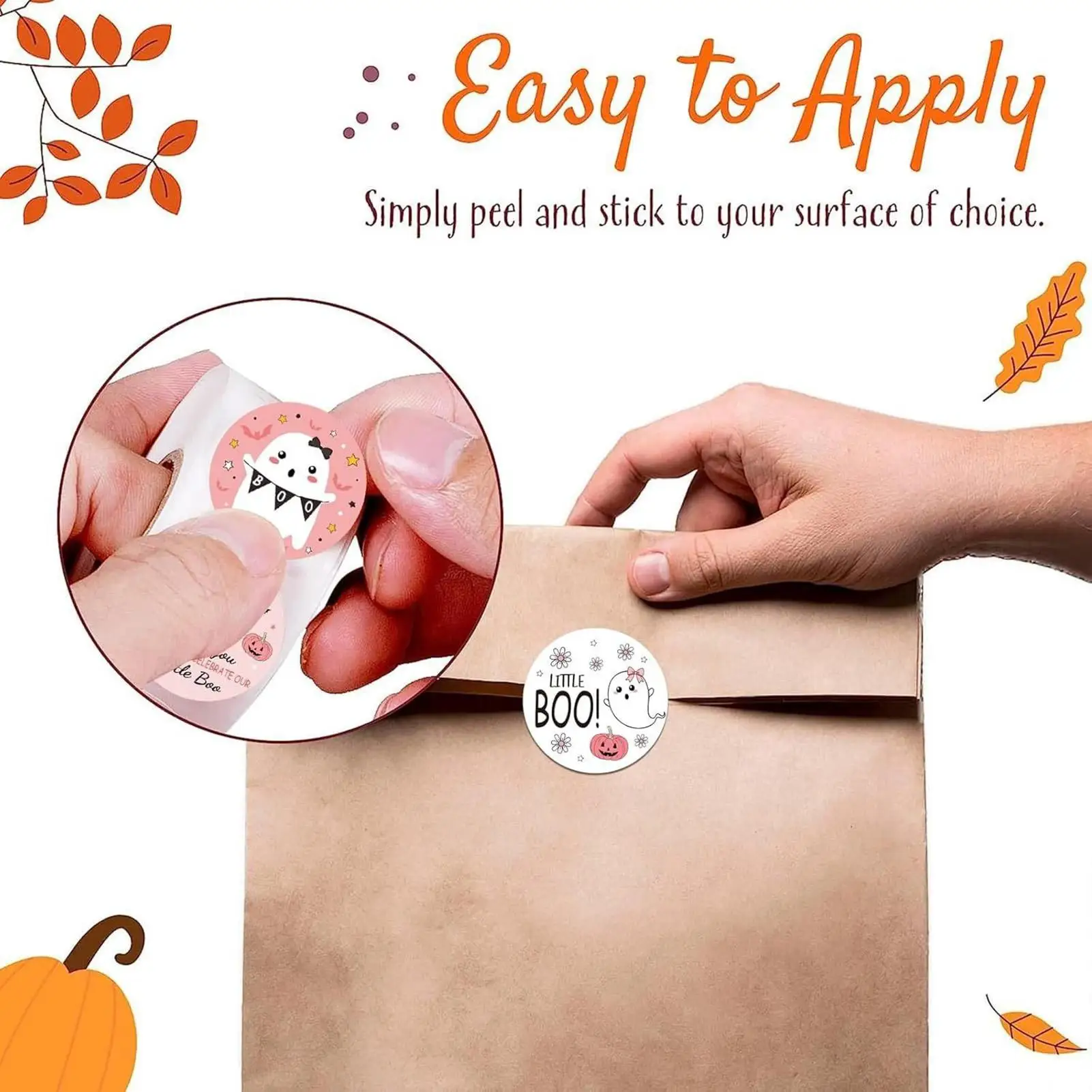 Cute Ghost Stickers 500 Pieces Lovely Decals Adhesive Halloween Scrapbook Stickers For Kids Window Wall Mirror Book Water Bottle