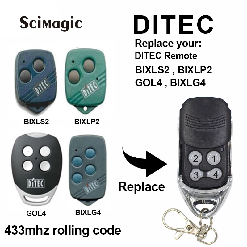 

For DITEC BIXLS2 BIXLP2 GOL4 BIXLG4 Rolling Code Remote Control Ditec GOL Fixed Code Garage Opener Door Command Transmitter