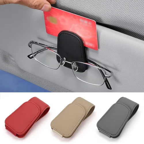 Imagen 2 del producto Caja Universal para gafas de sol para coche, Clip para gafas de sol, tarjetero, soporte, sujetador, estuche de bolígrafo, accesorios para coche