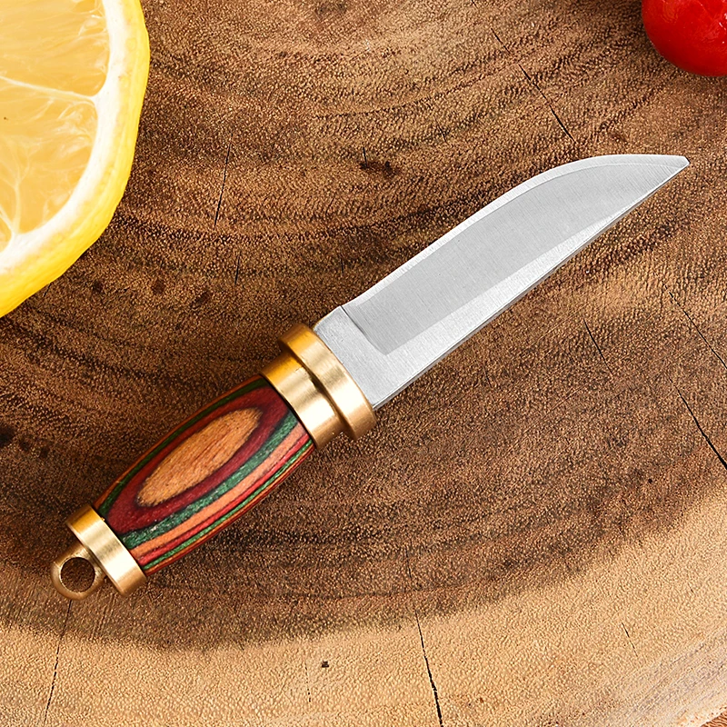 Brass Colored Wood Mini Knife Sharp Machete Small Closing Knife Portable Key Chain Pendant Unpacking Express Unboxing Knife