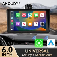 Radio para Auto AHOUDY con Carplay y Android Auto, Pantalla de 6 Pulgadas, Sistema Linux, Compatible con Bluetooth 5.0, Cámara CVBS Opcional, FM