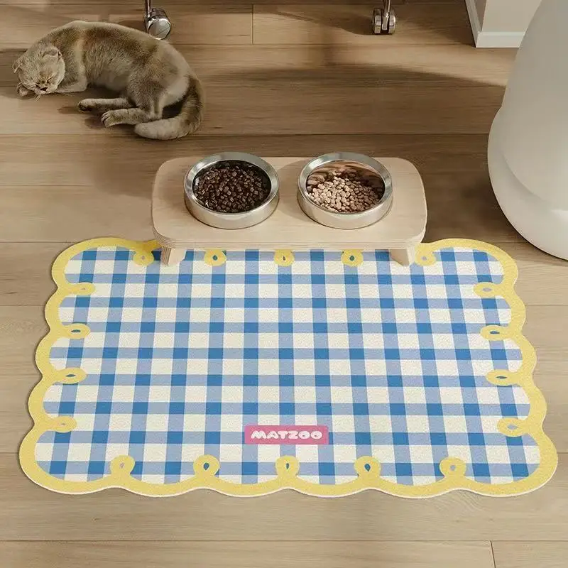 VIKAMA Plaid Diatom Pet Tischset, schmutzabweisend, wasserdicht, rutschfest, Hunde- und Katzenfutter und Lunchbox, Heimdekoration