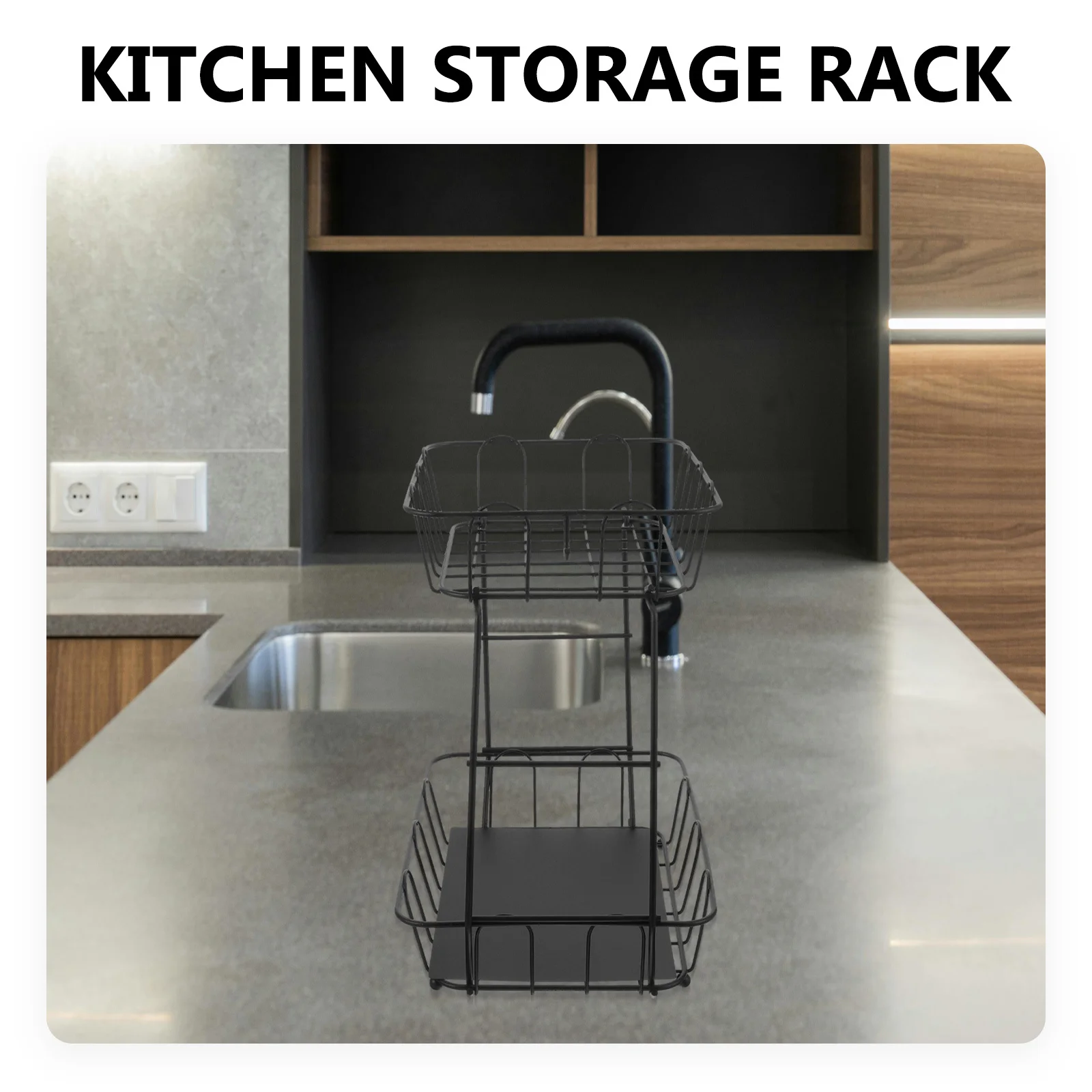 

Double-Layer Wire Kitchen Storage Basket 2-Tier Fruit and Vegetable Rack Bread Organizer Countertop Stand 2 Tier Basket