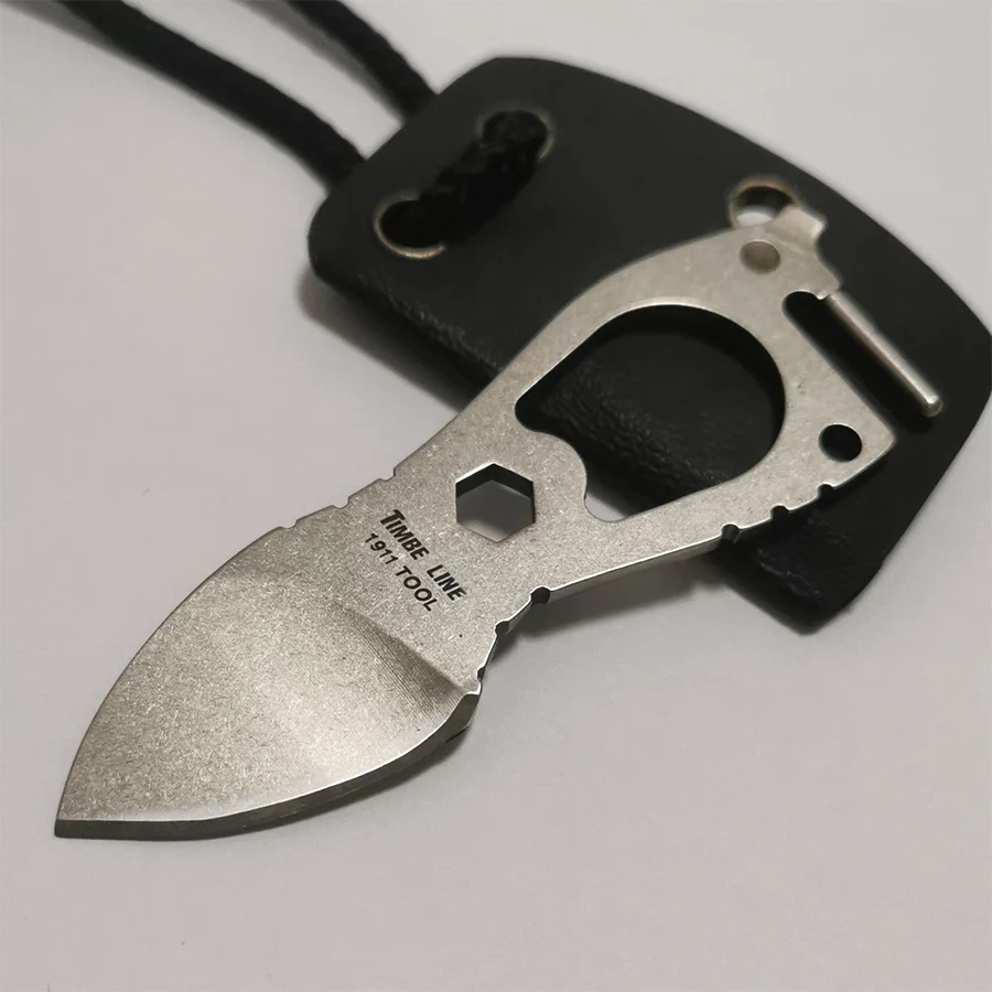 Mini multifunctional Fixed Blade Knife D2 steel blade handle with K-sheath and hanging rope, portable outdoor camping EDC knife