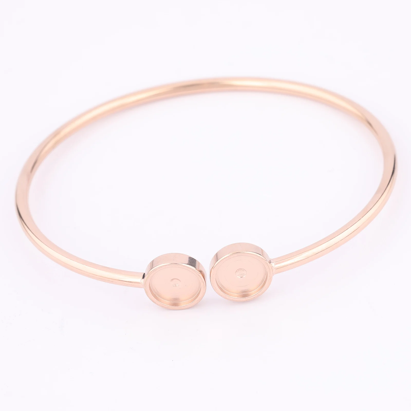 2pcs Stainless Steel 58mm Bendable Cuff Bracelet Base Settings Rose Gold 8mm Cabochon Bangle Bezel Blanks Diy jewelry Findngs image 5