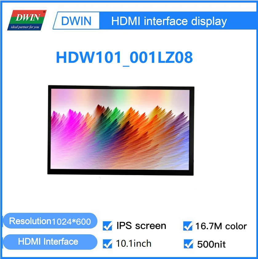 HDMI Display 10.1 500nit IPS-TFT-LCM Raspberry Pi Panel USB Capacitive Touch Screen With Multiple Touch Points