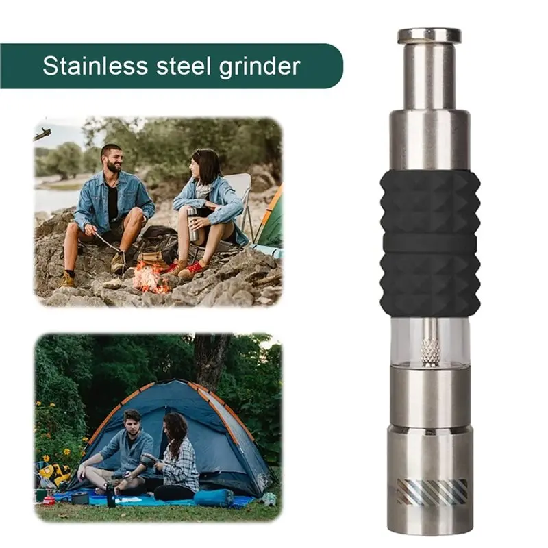 Manual Stainless Steel Thumb Push Pepper Mill Seasoning Grinder For Peppercorns, Sea Salt& Spices- Grinders For Outdoor