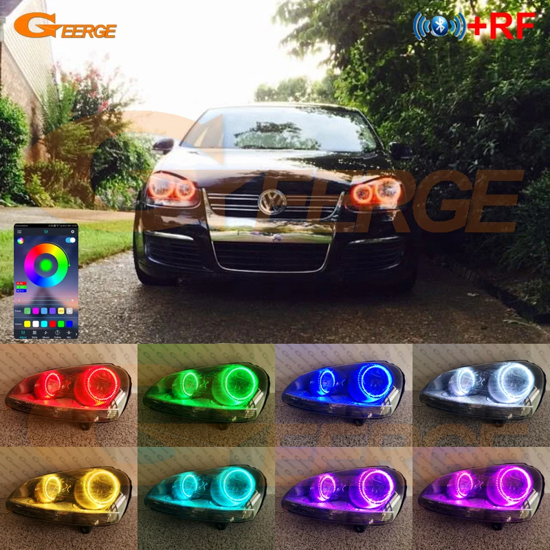 

For Volkswagen VW Golf V 5 MK5 Rabbit Jetta GTI R32 Bluetooth APP Multi Color Ultra Bright RGB Led Angel Eyes Kit Halo Rings