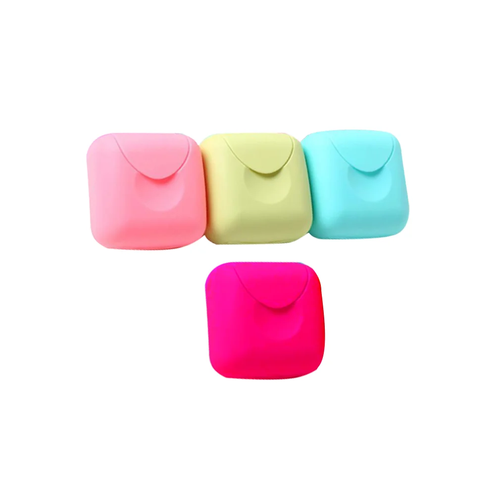 4Pcs Handmade Soap Box Waterproof Soap Dish Practical Soap Holder Creative Soap Tray Size L (Green, Blue, Pink, Rosy)