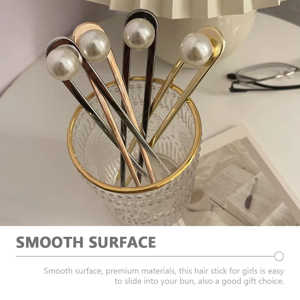 

2pcs Pearl Hairpin Chopsticks for Buns Accessories Girls Metal Hair Stick Sturdy Smooth Surface Premium Materials Classic