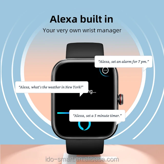 TJXL-Alexa Voice IDW20 ساعة ذكية عصرية للنساء مع شاشة TFT مقاس 1.91 بوصة لمراقبة الصحة BT Call IP68 جلد مقاوم للماء Ba