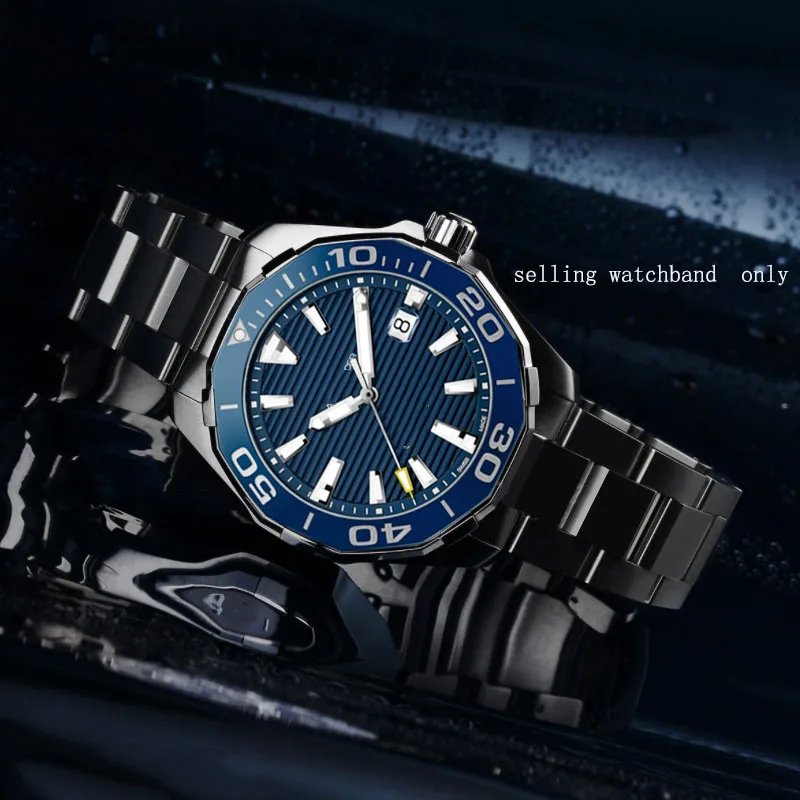 22mm24mm męski pasek ze stali nierdzewnej do paska do zegarka Tag Heuer Calera Series ze stali nierdzewnej srebrny/czarny pasek do zegarka