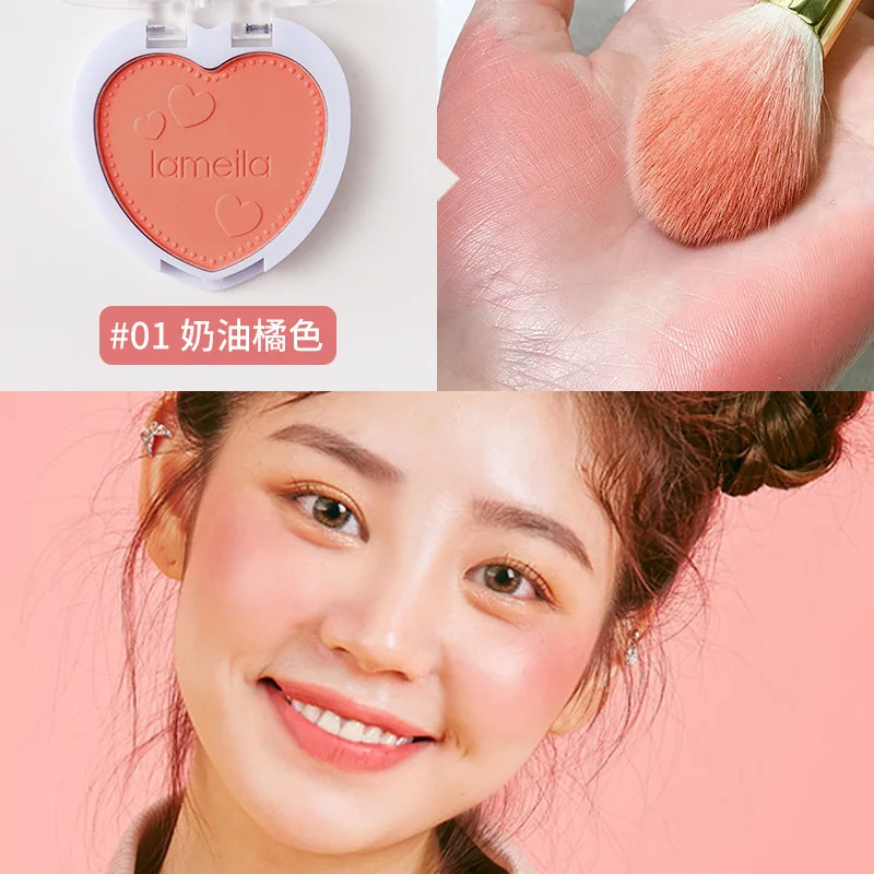 Face Blusher Matte Natural Cheek Tint Brighten Face Waterproof Face Contouring Cosmetics Blush Powder Soft Female Makeup 1pcs