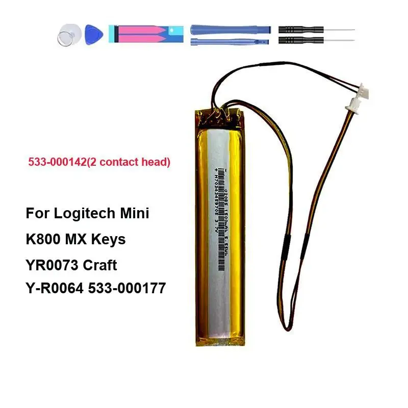 بطارية لوحة المفاتيح 533-000142 2 رأس الاتصال لمفاتيح Logitech Mini K800 MX YR0073 Craft Y-R0064 533-000177 533-000141