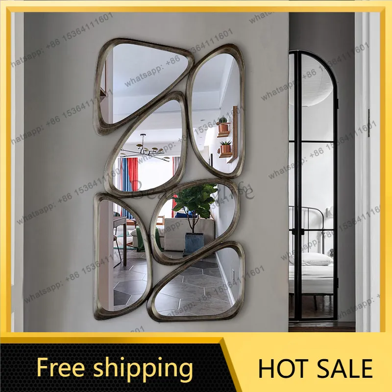 LS special-shaped creative irregular wall soft decoration oval combination mirror art restaurant decorative mirror wall hanging