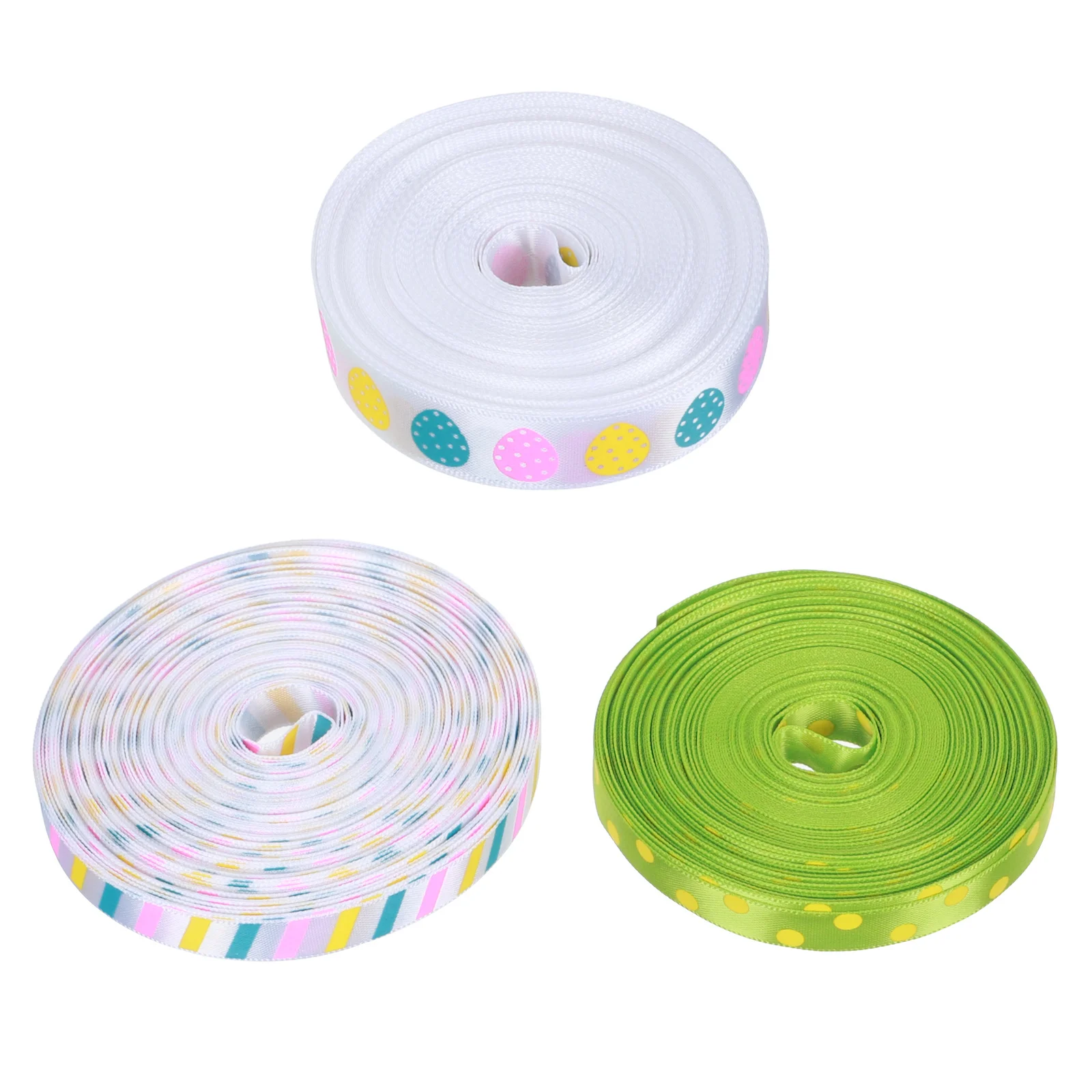 

3 Rolls Holiday Gift Wrapping Ribbon Easter Themed Spring Party Decorative Ribbon for Boxes Bags DIY Crafts Festive Packaging