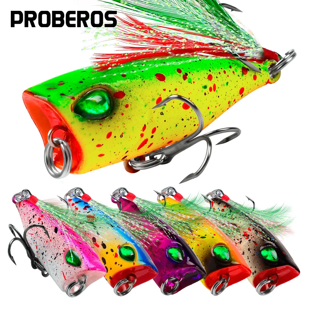 PROBEROS 1 Stück 4,3 cm Mini-Popper, schwimmende Wobbler-Angelköder, 4 g Trolling, künstlicher harter Kunststoffköder, Angelgerät