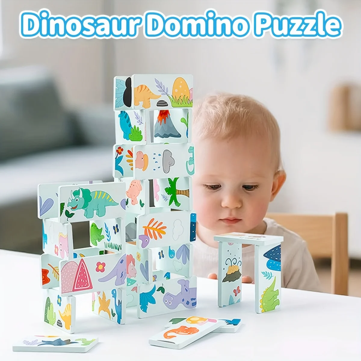 Bloques apilables de dinosaurios CoolNuro: clasificación de formas y desarrollo cognitivo, diseño colorido de animales y naturaleza, perfecto para regalo