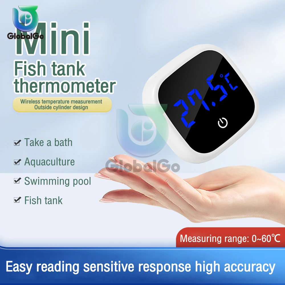 Aquarium Self-Adhesive Thermometer LCD Digital Fish Tank Mini Thermometers Large Screen Monitor Terrarium Temperature Meter0-60℃