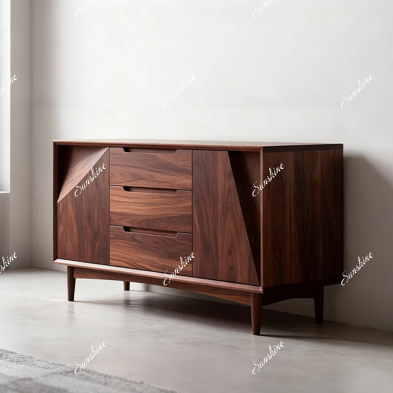 Medieval style side cabinet, black walnut four or five chest cabinet