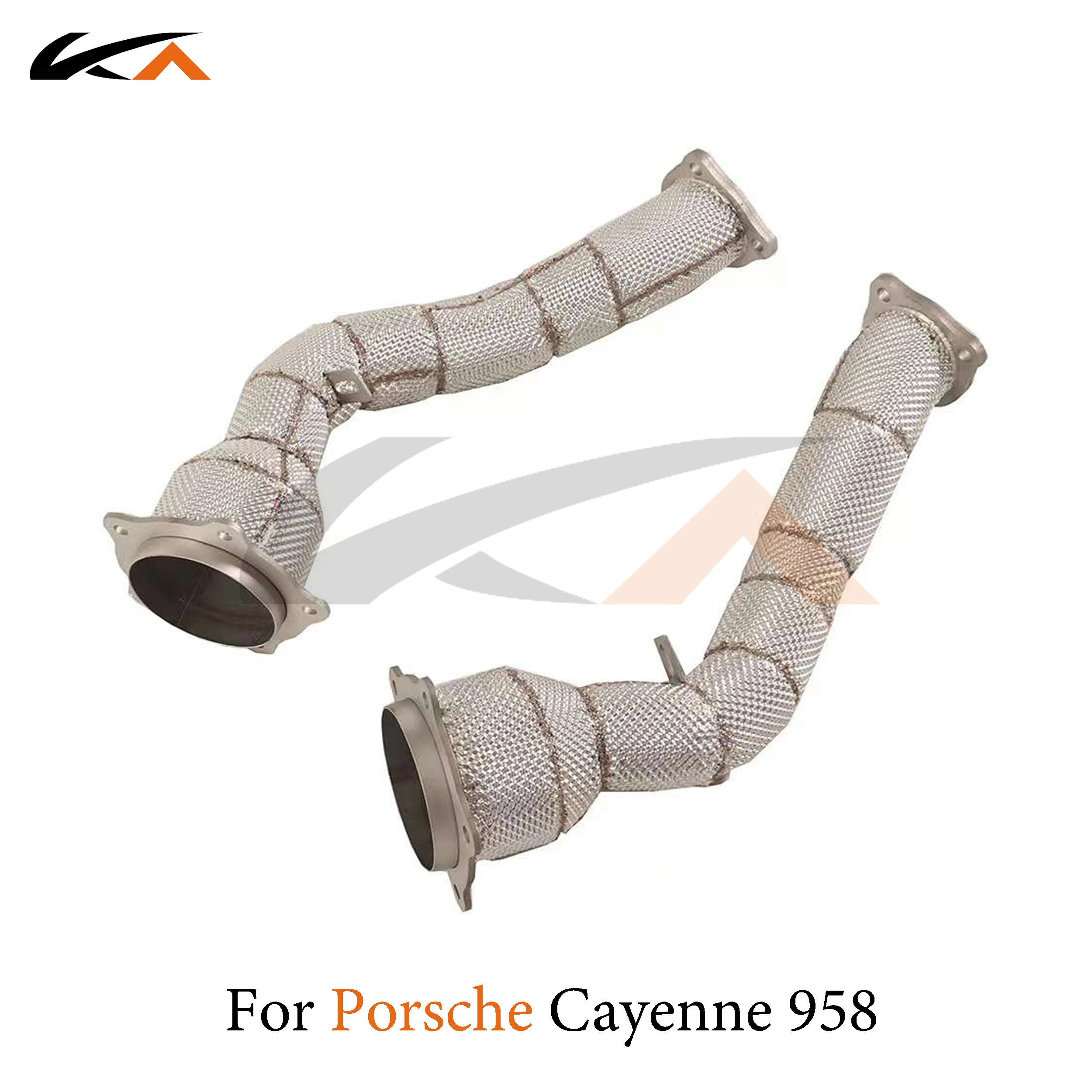 KA Tuning downpipe exhaust stainless steel headers for Porsche Cayenne 958 4.8L performance auto parts heat shield catalysis