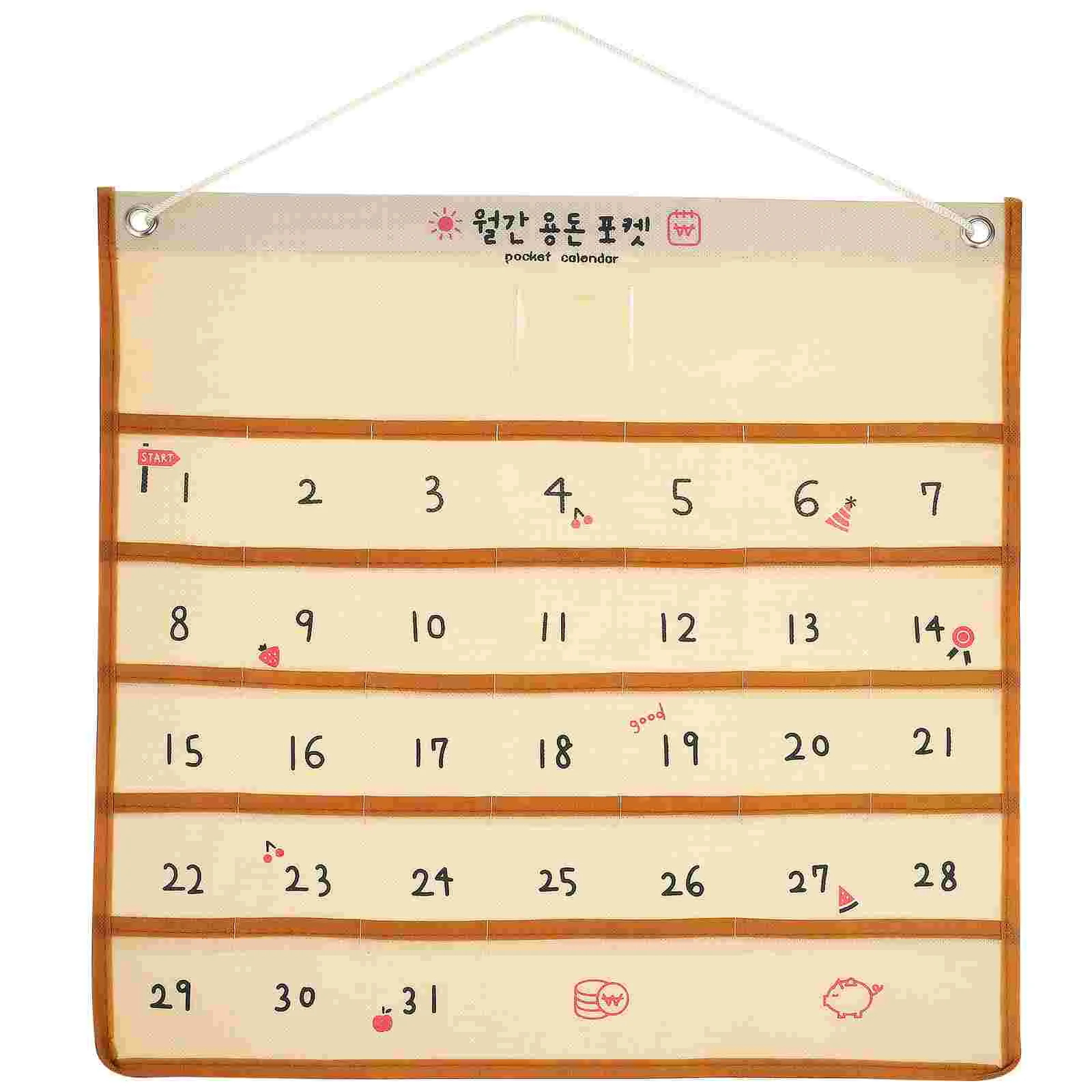 Calendar Non-woven Wall Mount Pocket Organizer Bag Hanging Aldult Over Door Storage