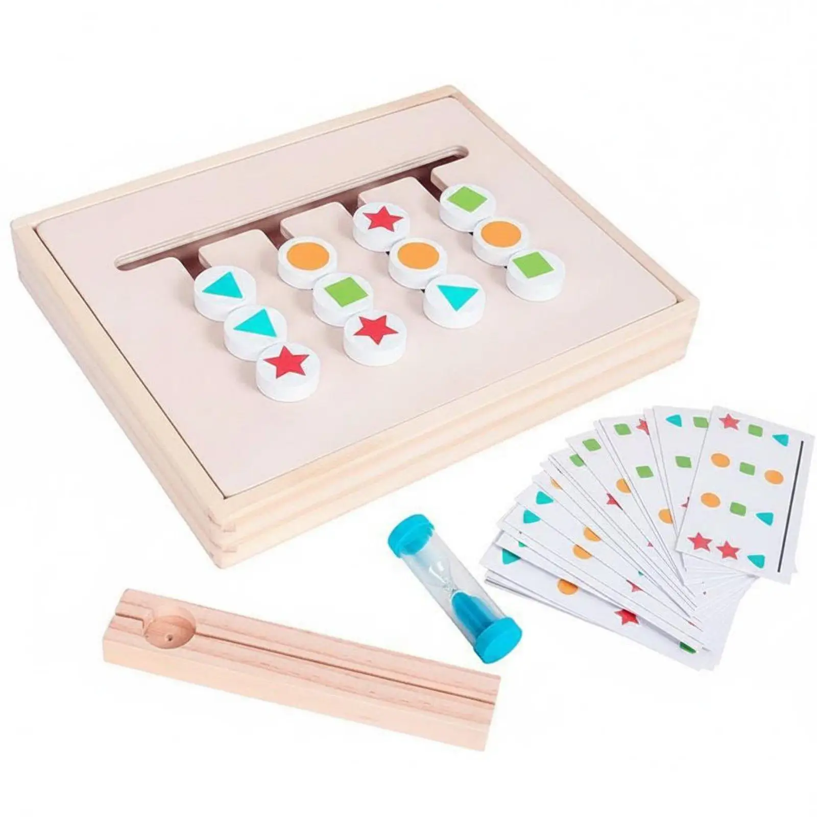 Color and Shape Matching Game Brain Development Wooden Slide Game