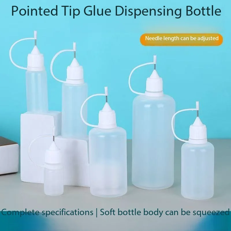 5 Precision Needle Tip Glue Dispensing Bottle 10ml 30ml 50ml Plastic Empty Refillable Container for Lubricant Oil Paint Pigment