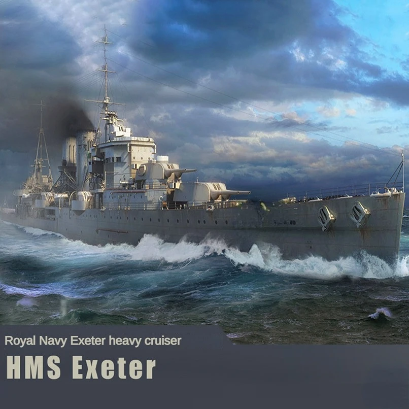 DIY Ship Model Kit 1/700 Exeter Heavy Cruiser Model Assembly and Coloring Ship Model Kit Educational Toys