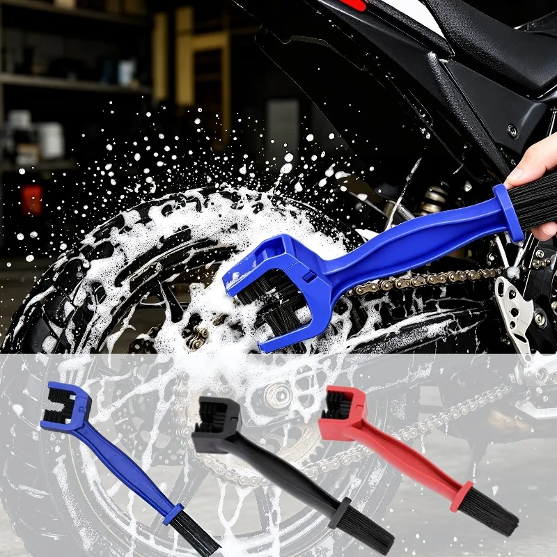 Motorcycle Chain Cleaning Brush Dual‑Head  Scrubber For Motorbike Bicycle Flywheel Gear  Dirt Oil Stain Remover Maintenance Tool