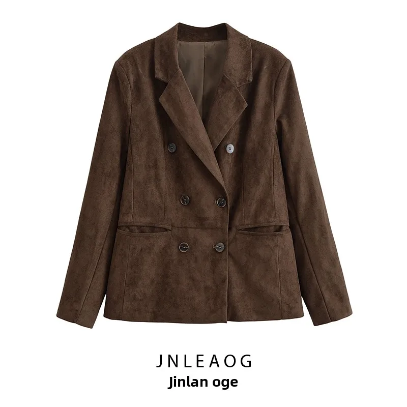 

Faionable Olive een Классический костюм с воротником Jaet Женская верхняя одежда JNLEAOG Осенняя новинка Свободный длинный платок из полиэстера