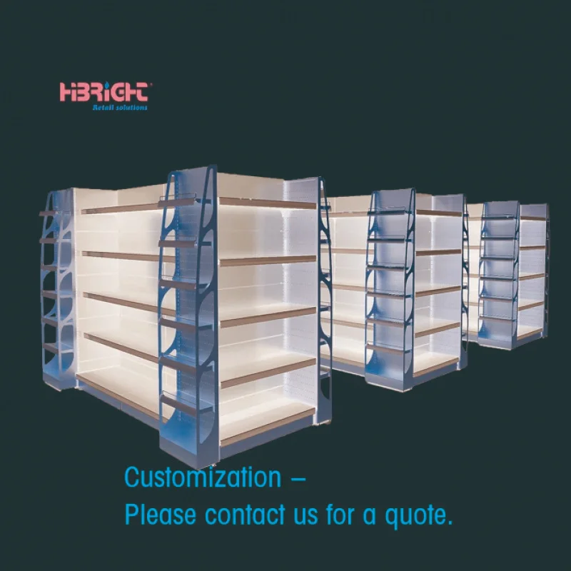 custom.Professional Heavy Duty Metallic Supermarket Rack Grocery Shelves Interior Display Design