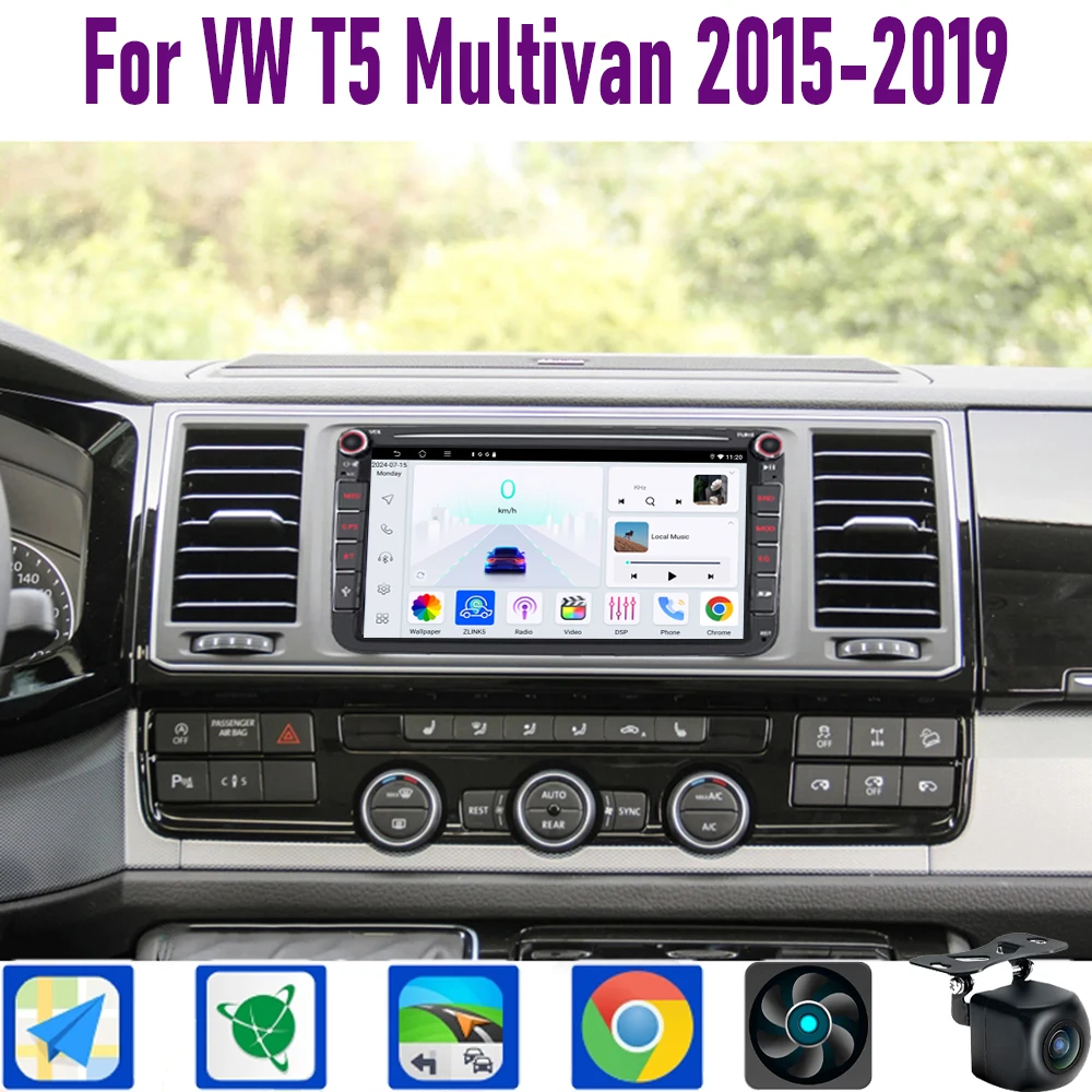 

GPS 8 "для VW T5 Multivan 2015-2019 беспроводной CarPlay Android 15 автомобильный радиоприемник WIFI мультимедийный плеер головное устройство Google Map Camera