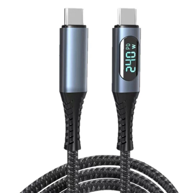 USB C Cable With LED Display Supports 8K Video 40Gbps 240W USB C Charging Cable