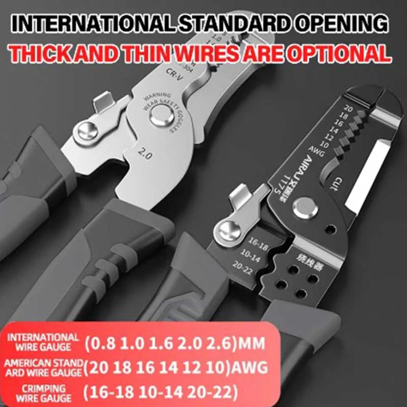 AIRAJ Wire Stripper Tools Multitool Plier Crimper Cable Cutter Multifunctional Stripping Tool Crimping Pliers Terminal