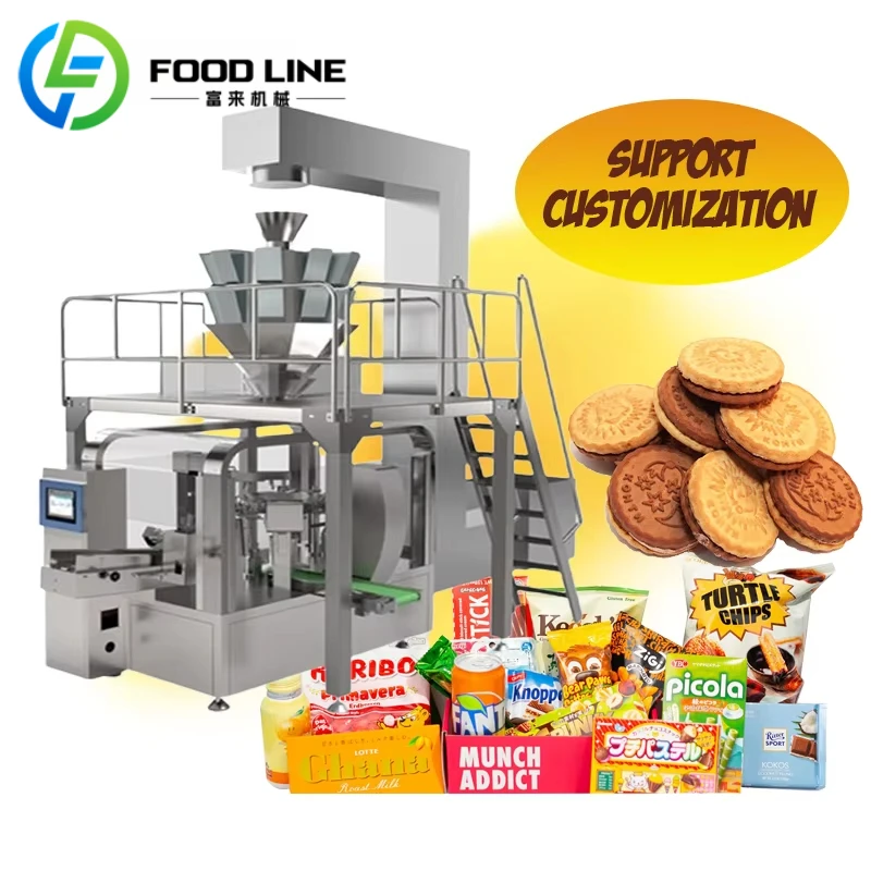 Automatic Rotary Premade Bag Snack Weighing Packaging Lines Snack Pouch Premade Bag Packaging Machine customize