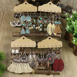Boho Geometry Brown Tassel Long Drop Earrings Set for Women Vintgae Ethnic Multiple Styles Wood Beaded Earrings Jewelry Female