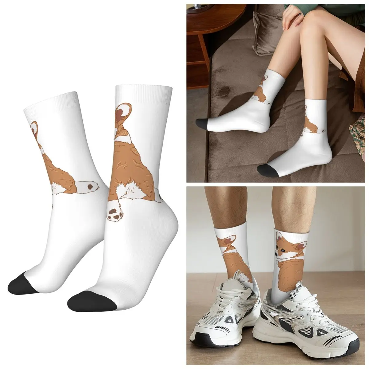 

Всесезонные носки для щенка корги с милым узором в стиле корги, спортивные носки в стиле Харадзюку, мягкие повседневные чулки