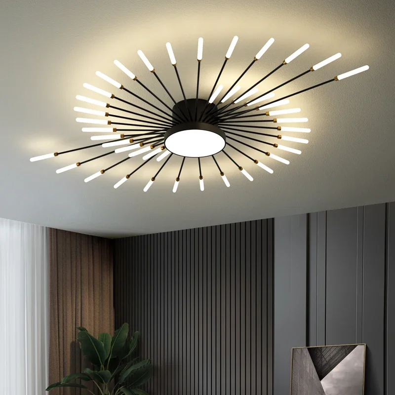 Imagem -02 - Modern Nordic Led Fireworks Ceiling Light Iluminação Interior do Candelabro Luzes Negras para Quarto Sala de Estar Cozinha