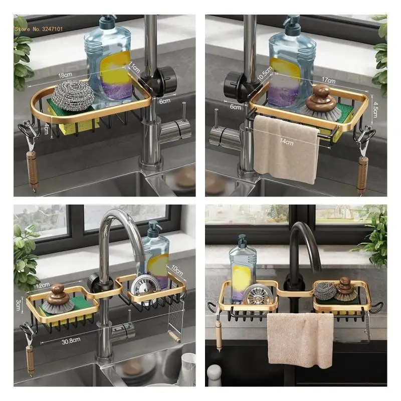 Durable Faucet Storage Rack Rust Proof Hanging Sponge Holder Large Capacity Sink Anti Corrosion Heavy Duty Dropship