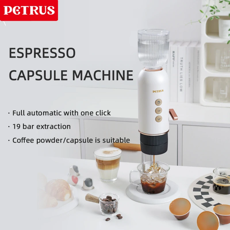 Petrus Capsule Coffee Machine 19 Bar Minipresso Coffee Maker Fit Nexpresso Dolce Gusto Capsule Coffee Powder Perfect For Travel