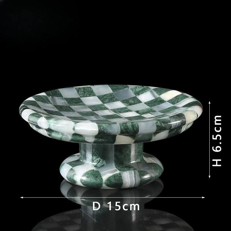 Nordic Vintage Marble Checkerboard Tray, Handmade Luxury Stone Fruit Dessert Platter, Desktop Home Decoration Centerpiece Gift - view 5