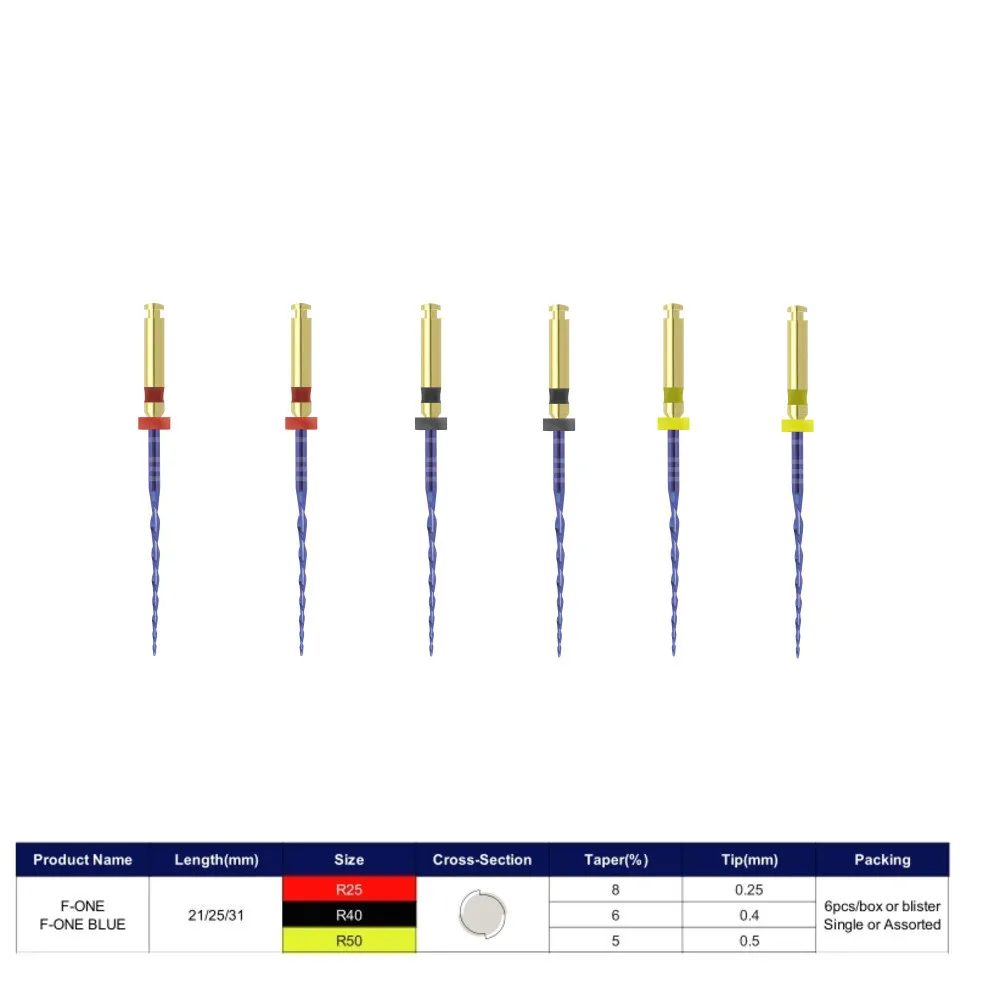 6 sztuk/pudło 21/25/31mm Dental posuwisto-zwrotne niebieskie pilniki endodontyczne Denspay R25/40/50 tylko jeden silnik użyj pilnika do kanałów