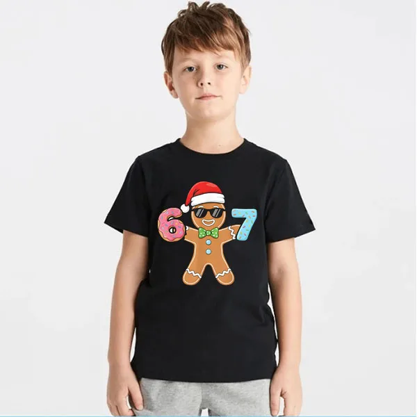 مضحك الزنجبيل ستة سبعة 67 عيد الميلاد بنين موضة عيد الميلاد زي تي شيرت الجدة هدية Y2k لطيف 6 7 الزنجبيل بيجامة عائلية