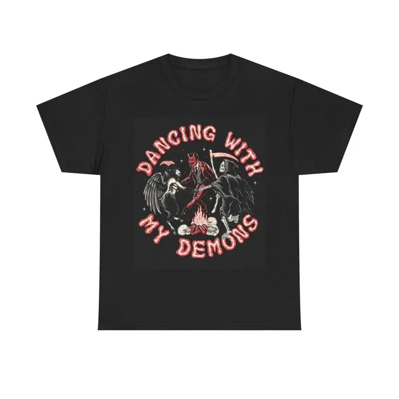 Dancing With My Demons T Shirt Funny Devil Heavy Cotton
