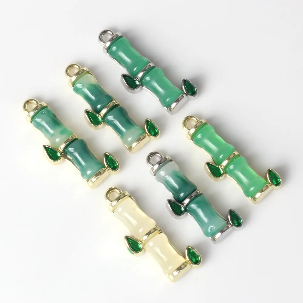 

50pcs/lot bamboo shape alloy/resin necklace/earring handmade charms pendants diy jewerly accessory