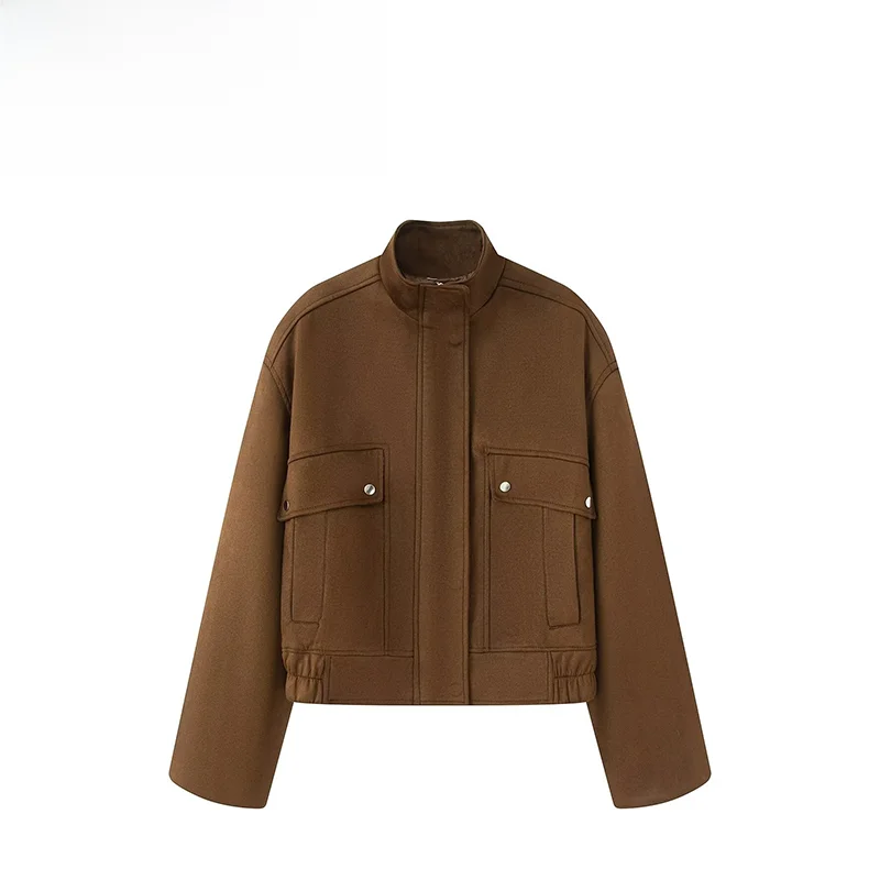 

Autumn New ZR Women's Retro Suede Leather Jaet Motorcycle Sle Loose Fit Polyester Fabric Long Sve Zipper Closure ort...