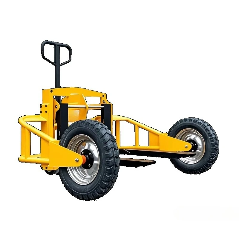 Durable 500kg 1000kg manual pallet truck with reinforced hydraulic springs for use on uneven surfaces