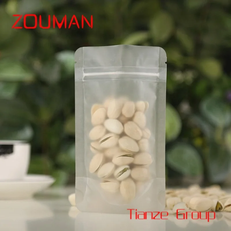 Custom , Eco Friendly Corn Starch Zip lock Stand Up Food Packaging % Compostable Biodegradable Plastic Soya Bean Pouch Bag