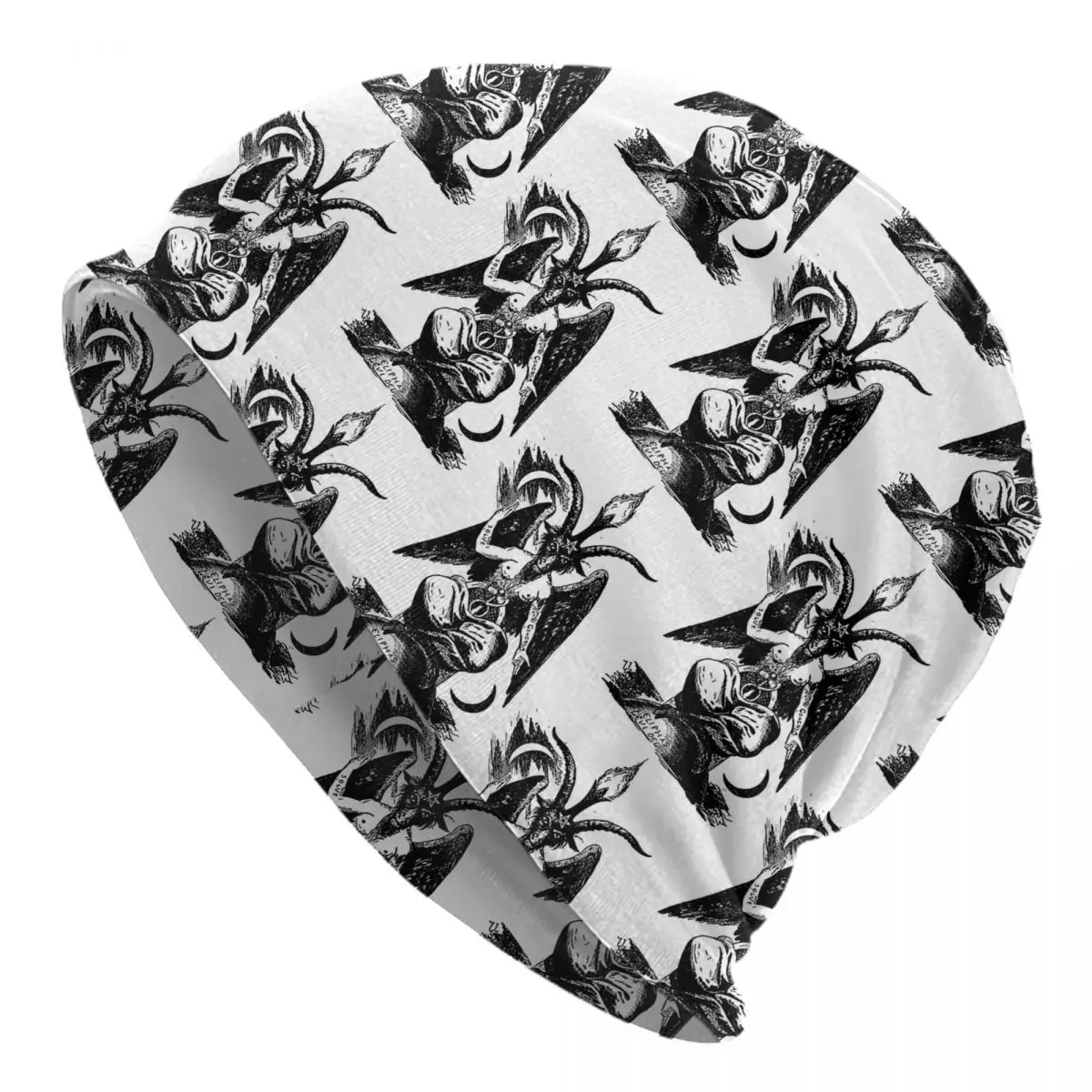 Custom Classic Baphomet Skullies Beanies Caps For Men Women Trend Winter Warm Knitting Hat Adult Art Print Poster Bonnet Hats